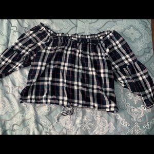 Lightly Used Plaid Maurices Cold Shoulder Top